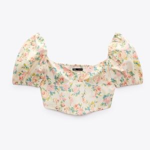 Zara brand new with tags floral cropped corset top. Size medium